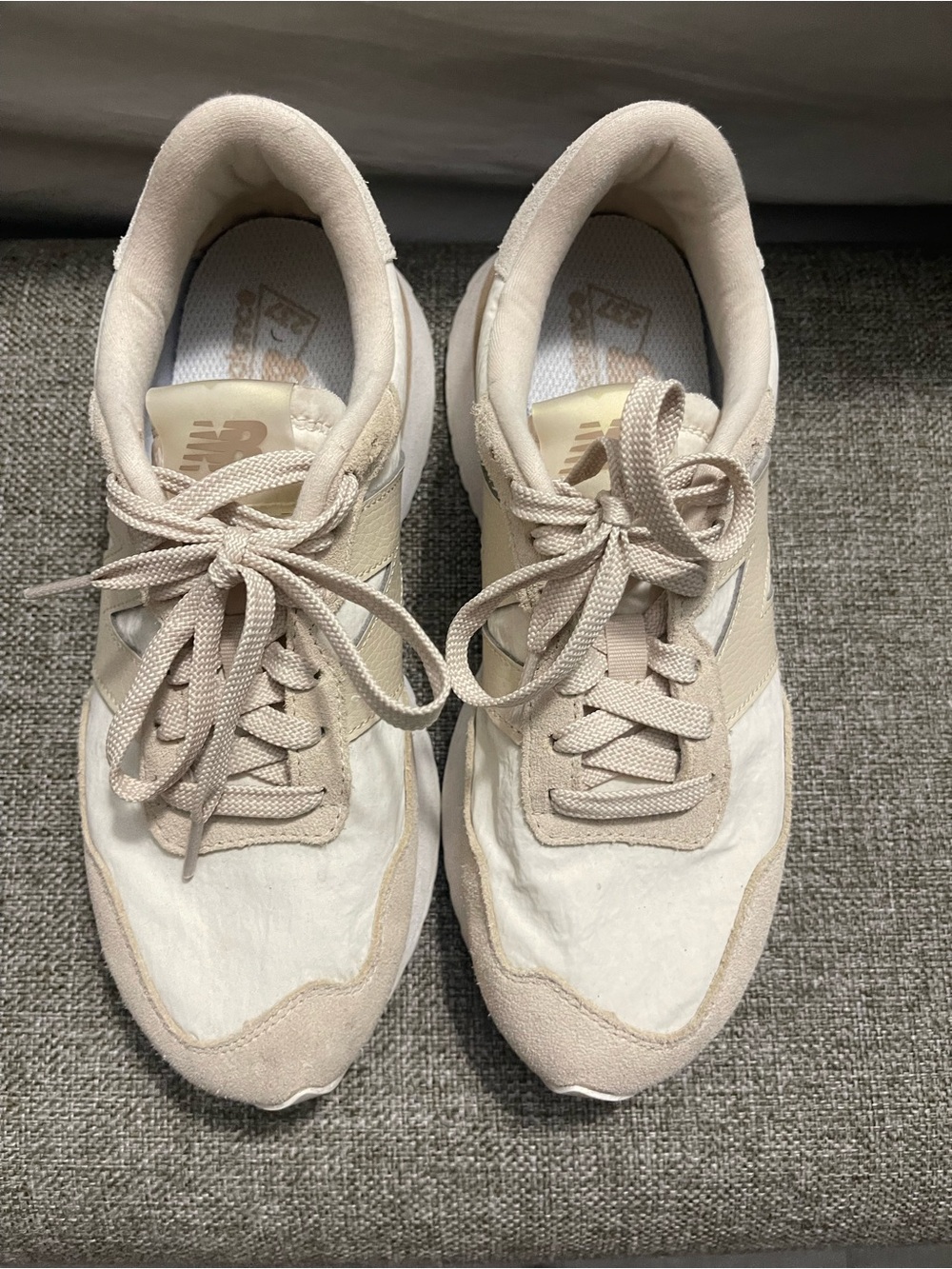 New Balance Women's Cream and Tan Retro Sneakers